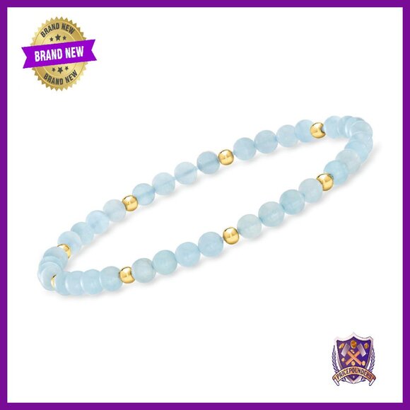 20ct Aquamarine Stretch Bracelet 14kt Gold 7in